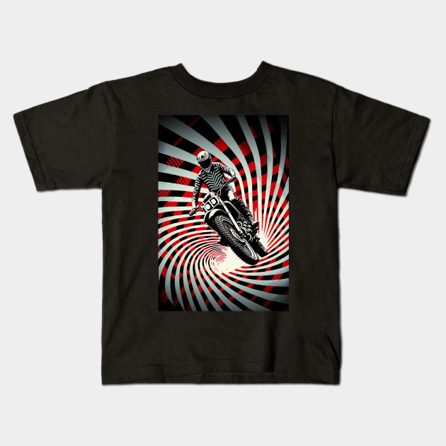 Dirt bike stunt - cool graphic with lines Kids T-Shirt by KoolArtDistrict